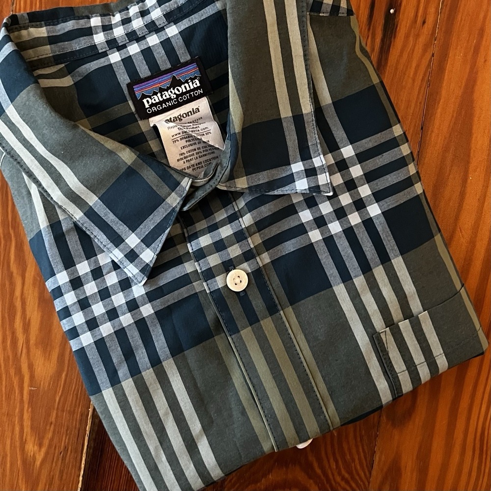 Patagonia Organic Cotton Button Down Shirt Mens Size M‎ Plaid Short Sleeve